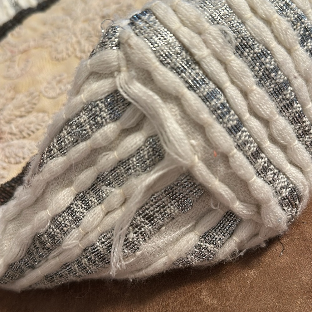 Anthropologie Jasper & Jeera Elegant Cream and Gray Embroidered Beaded Bag - Picture 6 of 14